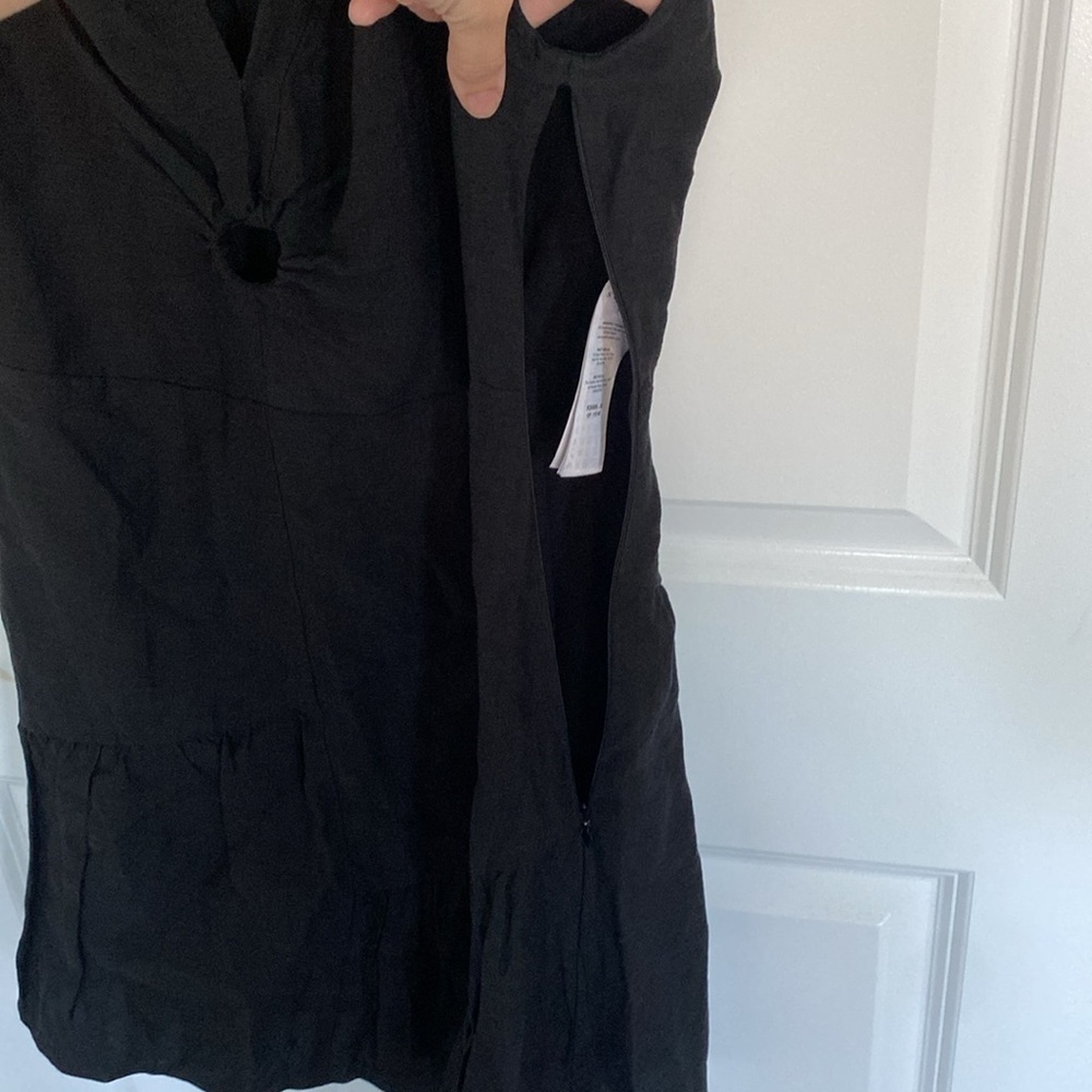 sandro Paris Ronald Gathered Linen Blend Mini Dress size FR38 (US 4/6) - Black - Picture 7 of 11